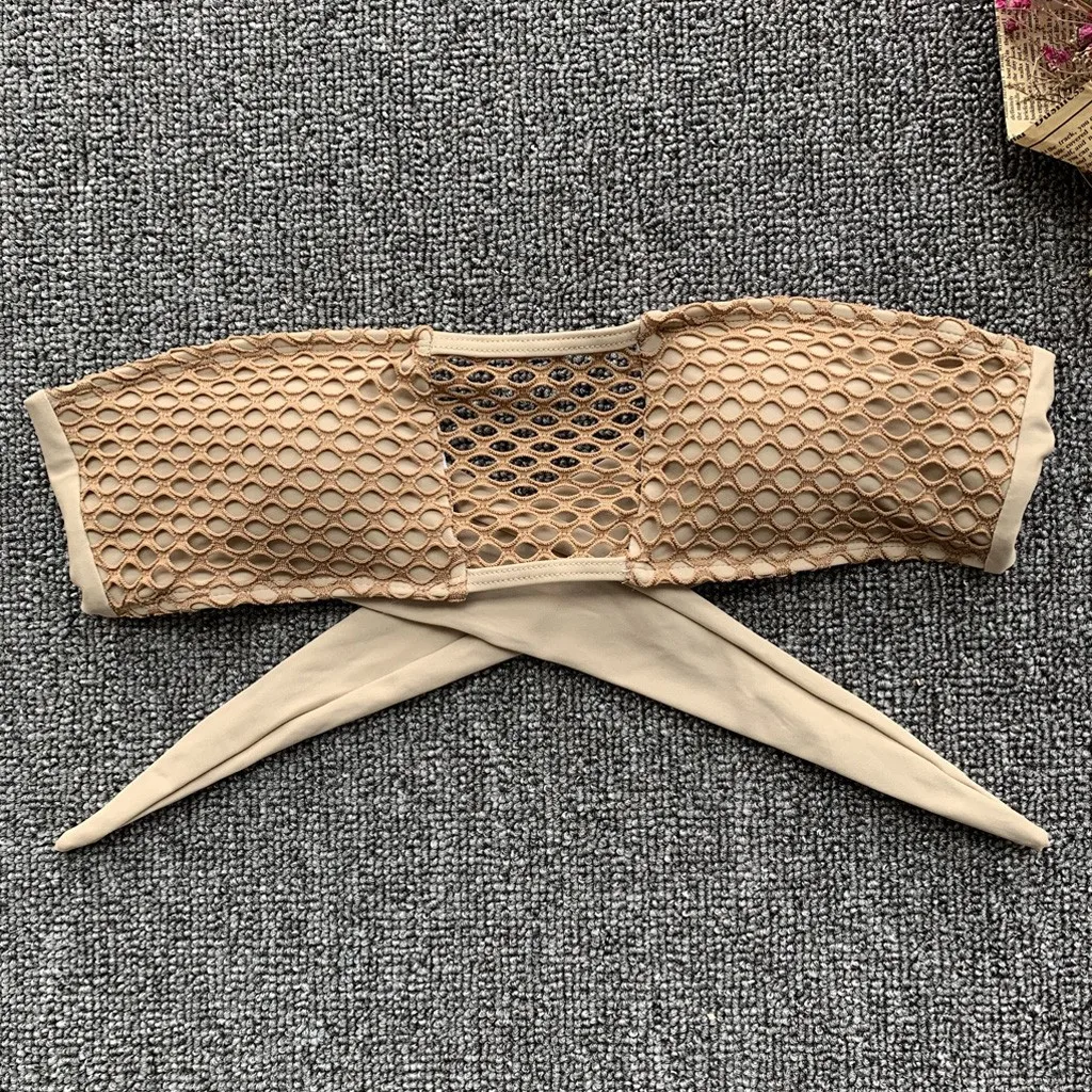 Бикини 2019 пикантный однотонный цвет Женский раздельный бандажный сетчатый