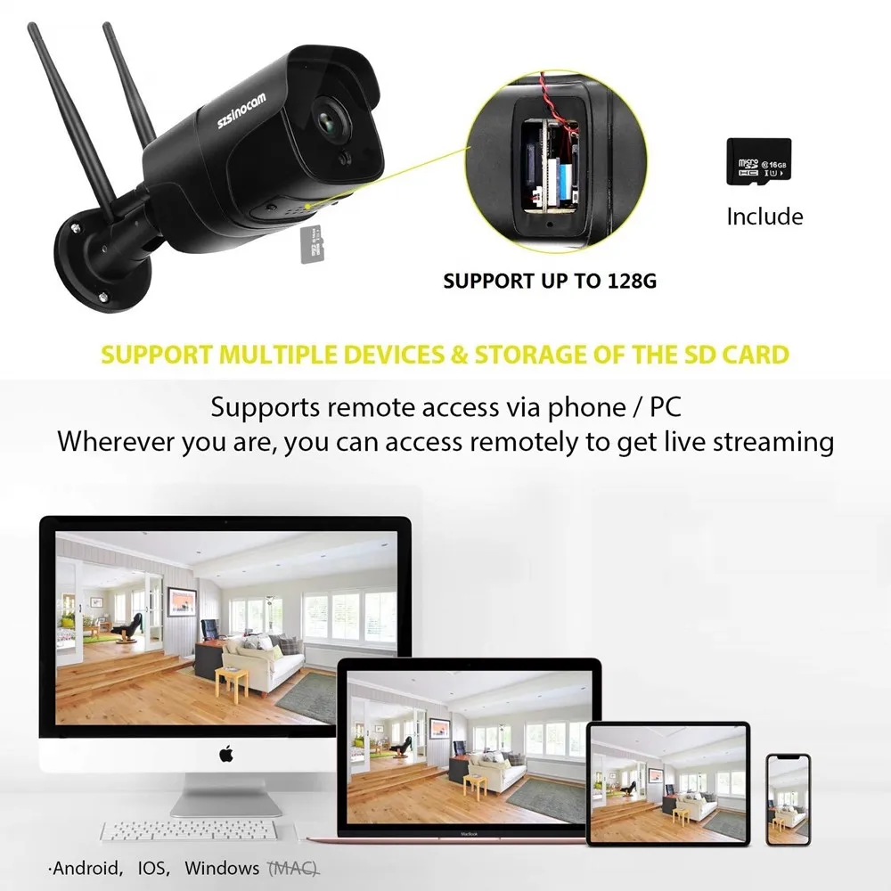 SZSINOCAM 2MP 1080 P Full HD WiFi IP камера безопасности беспроводная IP66 водонепроницаемая CCTV