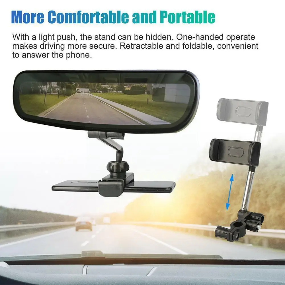 

Автомобильный держатель для телефона на зеркало заднего вида с поворотом на 360 градусов для 12 Gps смартфонов Регулируемая Модель Supp J5y7