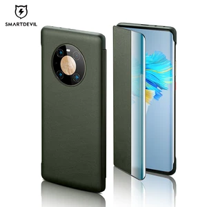 SmartDevil Smart View Flip Cover Leather Phone Case For Huawei Mate 40
Pro + Protector Back Cover With Touch View Litchi Stria