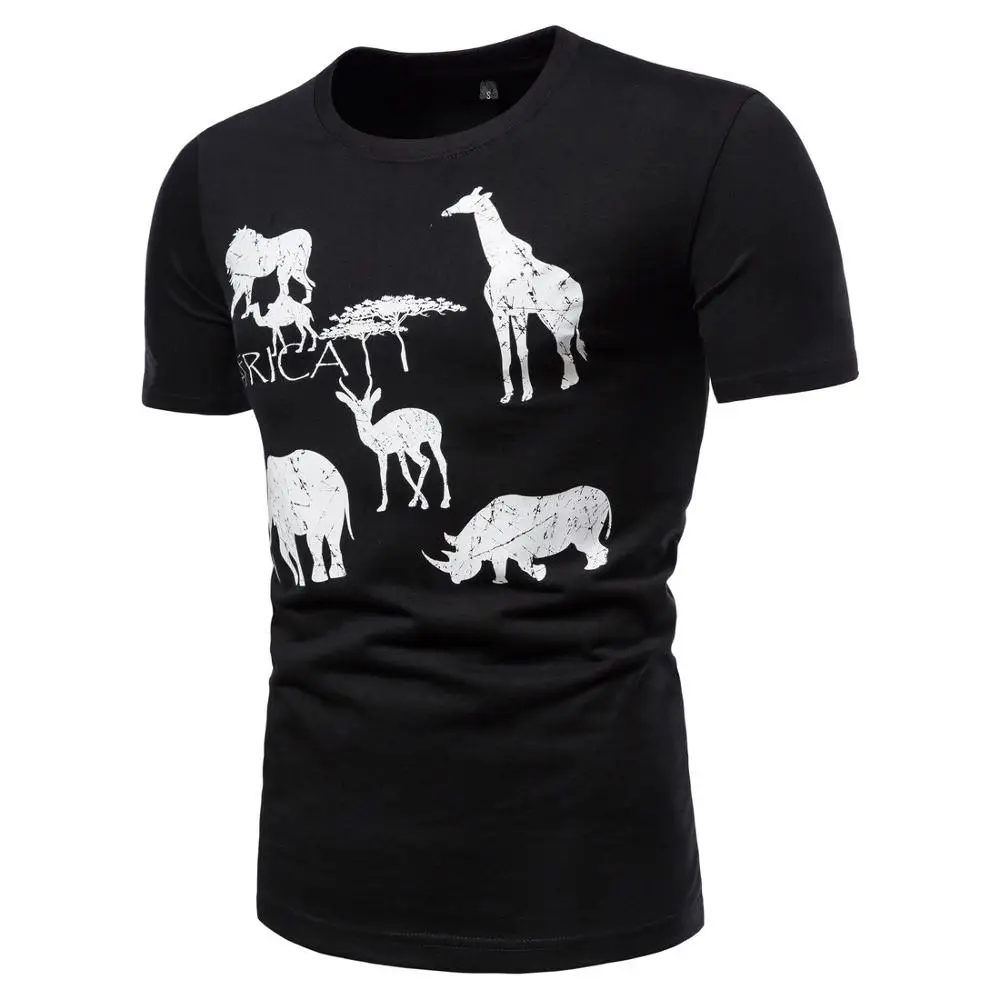 Футболка мужская с принтом хлопок короткий рукав модная уличная одежда в стиле