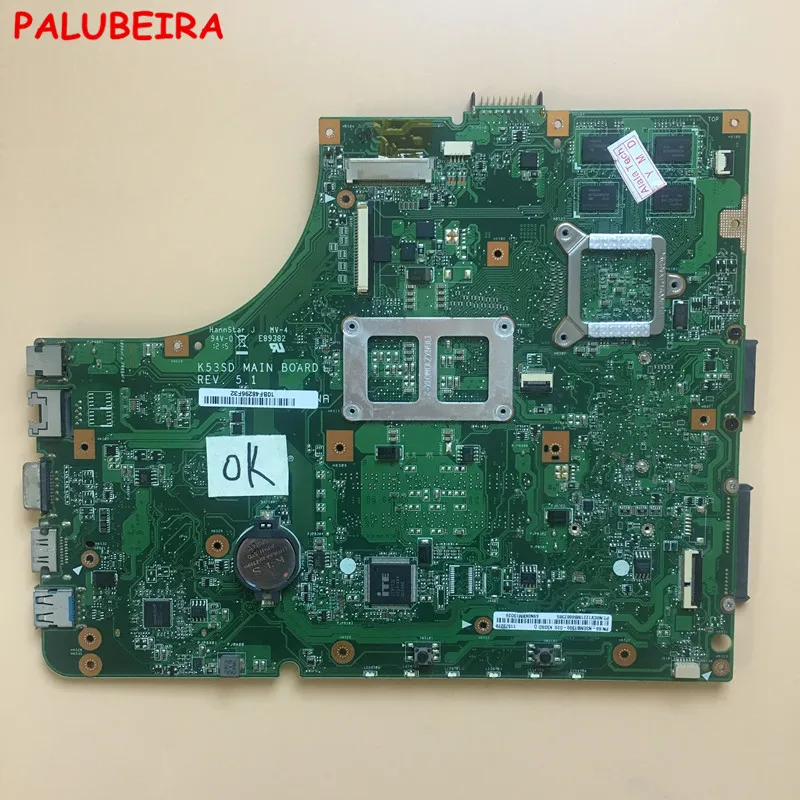 PALUBEIRA K53SD Материнская плата ASUS A53S ноутбука DDR3 PGA 989 USB3.0 100% тестирование работает