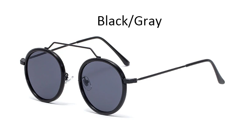 Black Gray Новинка, винтажные женские солнцезащитные очки, роскошный бренд, Ретро стиль, круглая металлическая оправа, женские солнцезащитные очки, модные оттенки для женщин, Oculos UV400 - Цвет линз: Black Gray