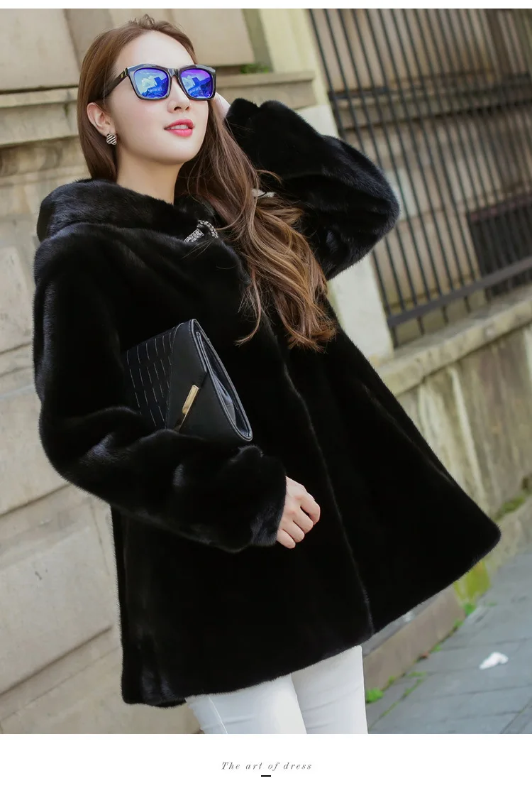 Mink Coats Women Natural Mink Jacket With Hood Female Real Mink Fur Coat With Belt Ladies Winter Warm Genuine Fur Coat Luxury