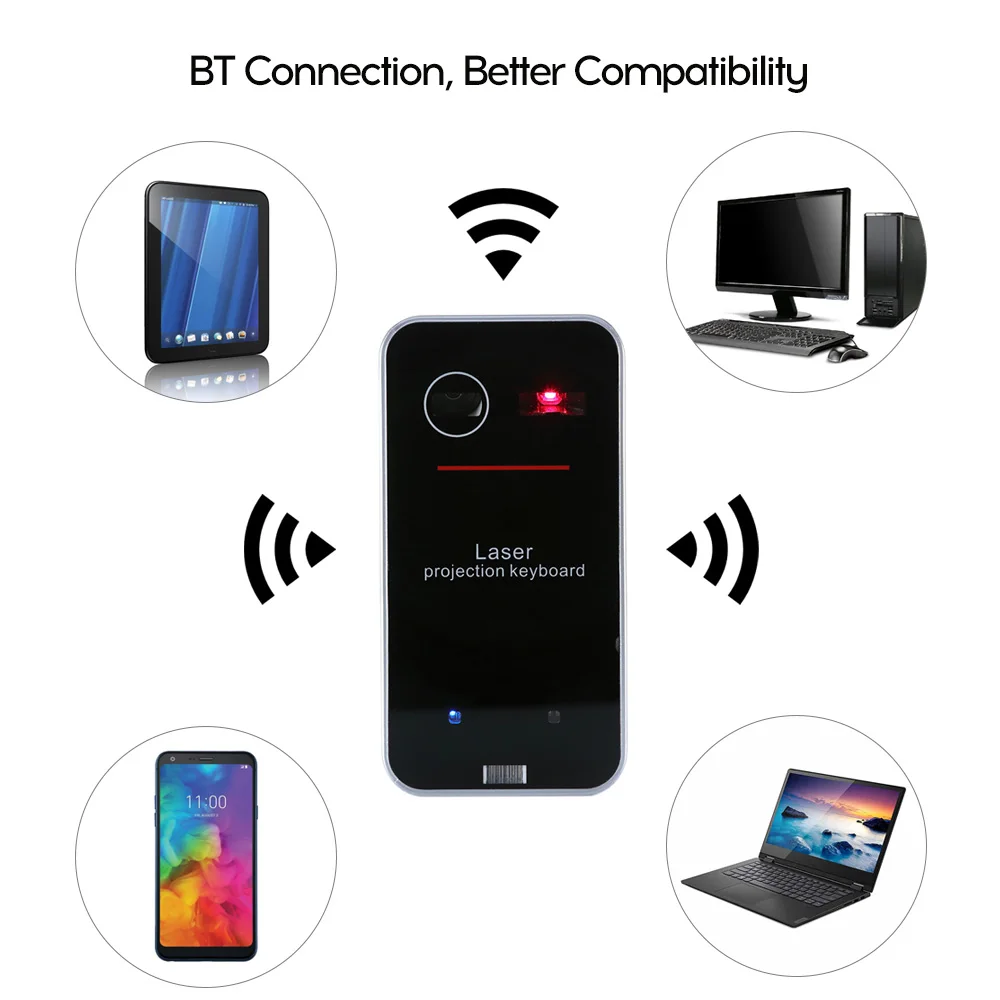 Мини Портативная Виртуальная сенсорная клавиатура и мышь Мыши BT QWERTY проекция для смартфонов/ПК/планшетов виртуальная клавиатура