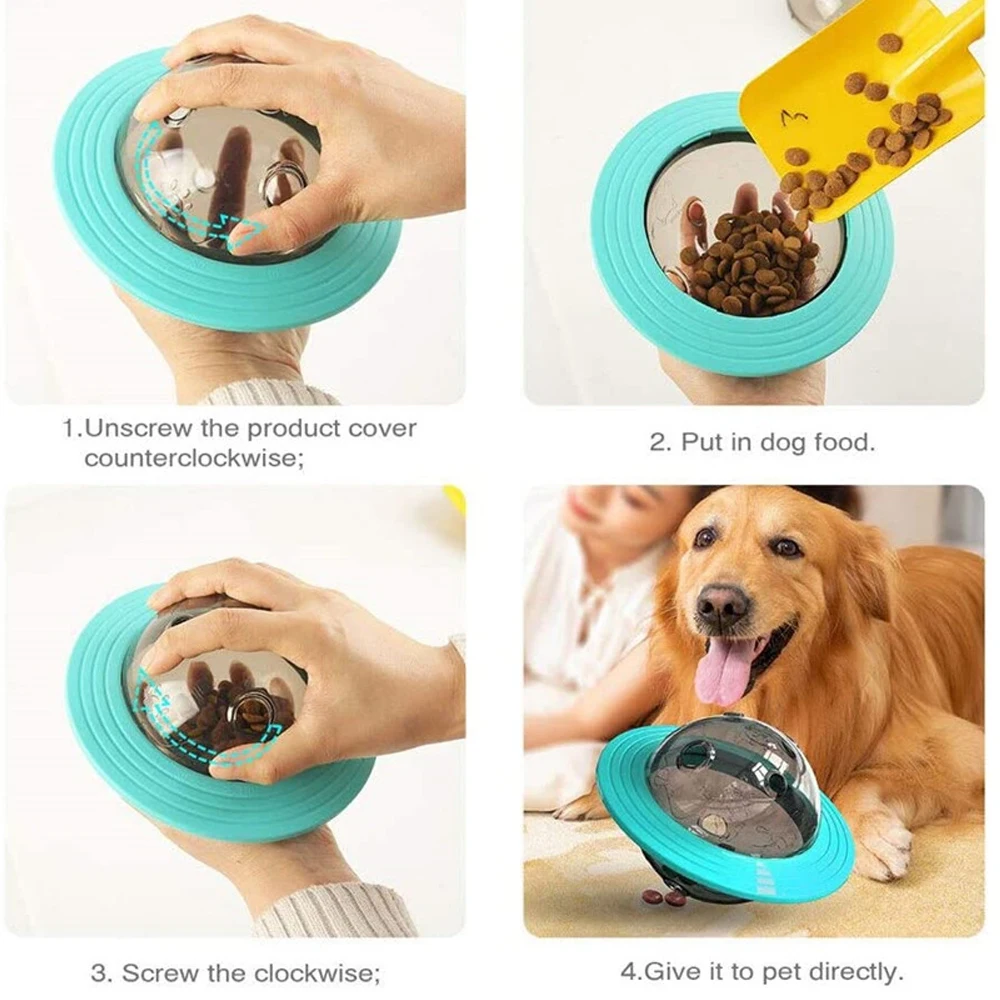 

Dog UFO Treat Toy Dog Food Treat Toys Interactive Shaking Leakage Slow Food Feeder Ball Dogs Treat Dispenser For Pets Dogs Tools