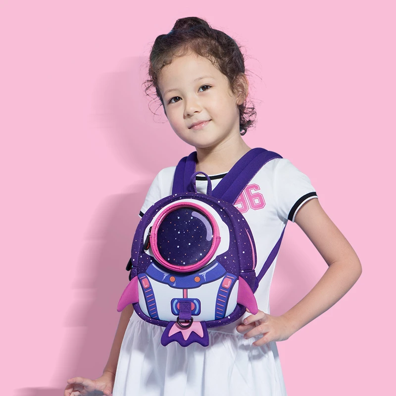 3D Children Creative Rocket School bags Cute Anti-lost Children's Backpack Schoolbag for Toddler Boys Girls Baby Small Bags
