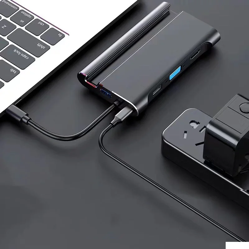 Type C7 в 1 док станция с HDMI + VGA гигабитный Ethernet порт 3 USB PD мобильный телефон