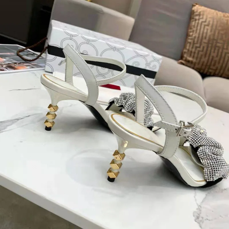 

Summer Sandals High-end Rhinestone Diamond Shiny High-heeled Stiletto Sexy And Elegant 7.5CM Leather Single Sandals For Women