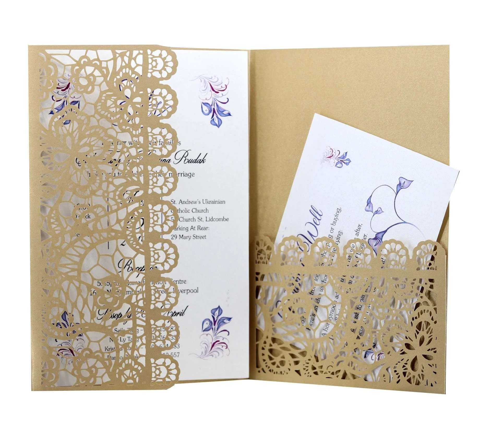 10pcs Laser Cut Wedding Invitation Lace Greeting Card Customization And RSVP Ribbon Party Supplies | Дом и сад