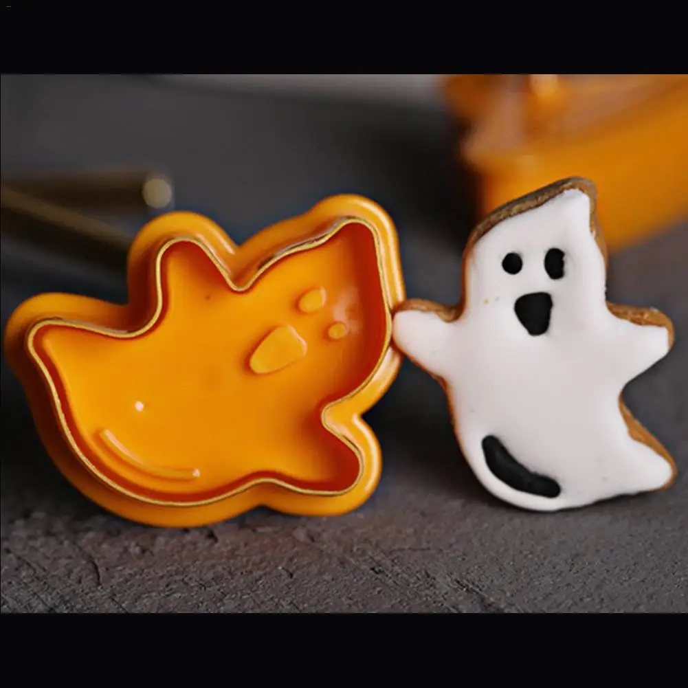 4 шт. Хэллоуин тема Плунжер печенья Форма для вырубки пластиковая формочка