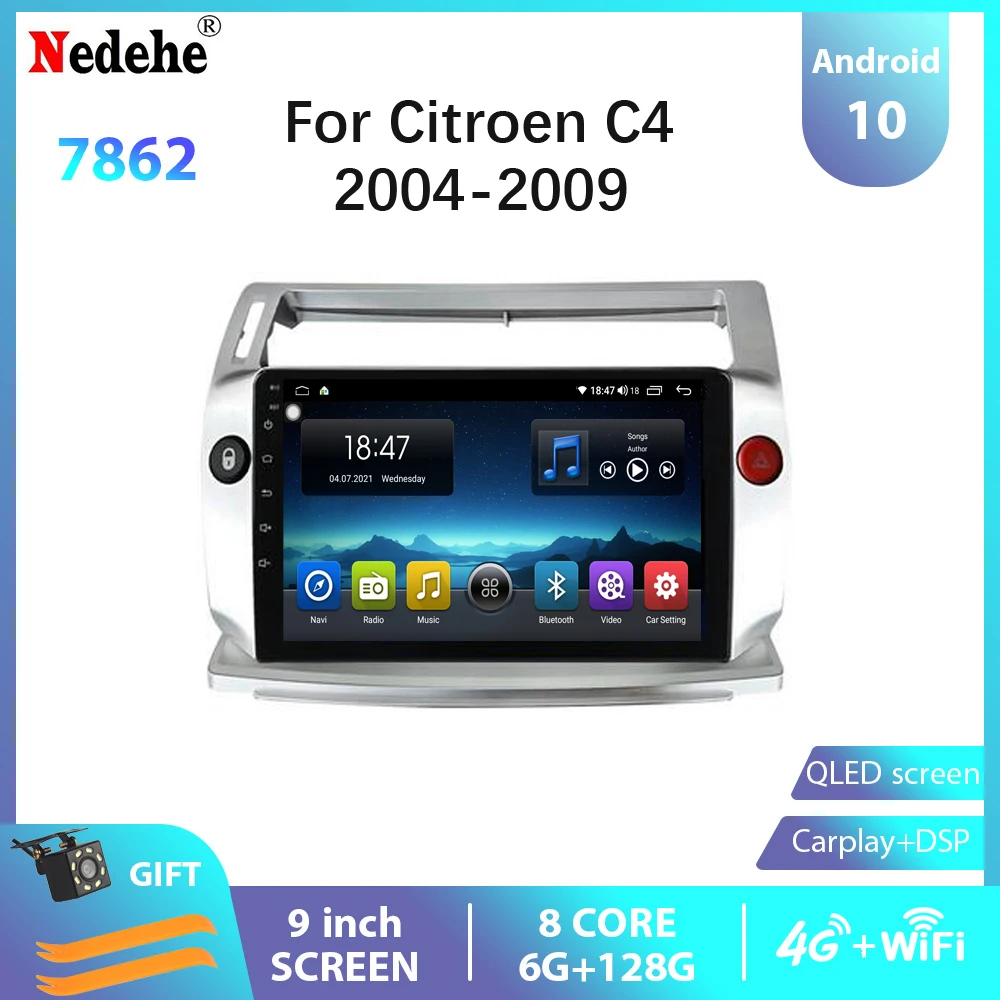

6G+128G Android 10 Car Radio Multimedia Player For Citroen C4 C-Triomphe C-Quatre 2004-2009 Autoradio GPS car accessory Wifi 4G