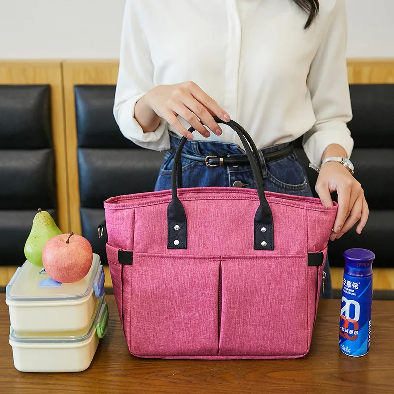 

High Capacity Lunch Bag Women Portable Food Thermal Handbag Camping Hiking Fruit Snack Preservation Shoulder Pouch Accessories