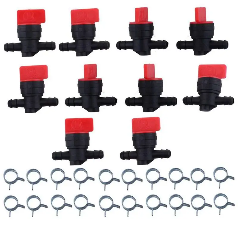 

(Pack of 10) 1/4 inch Inline Fuel Cut off Shut Off Valve for Briggs & Stratton 493960 494768 698183 Oregon 07-406 John Deere AM3