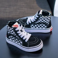 childrens shoes embroidery boys and girls childrens high top canvas shoes plaid baby trendy shoes 2020 autumn