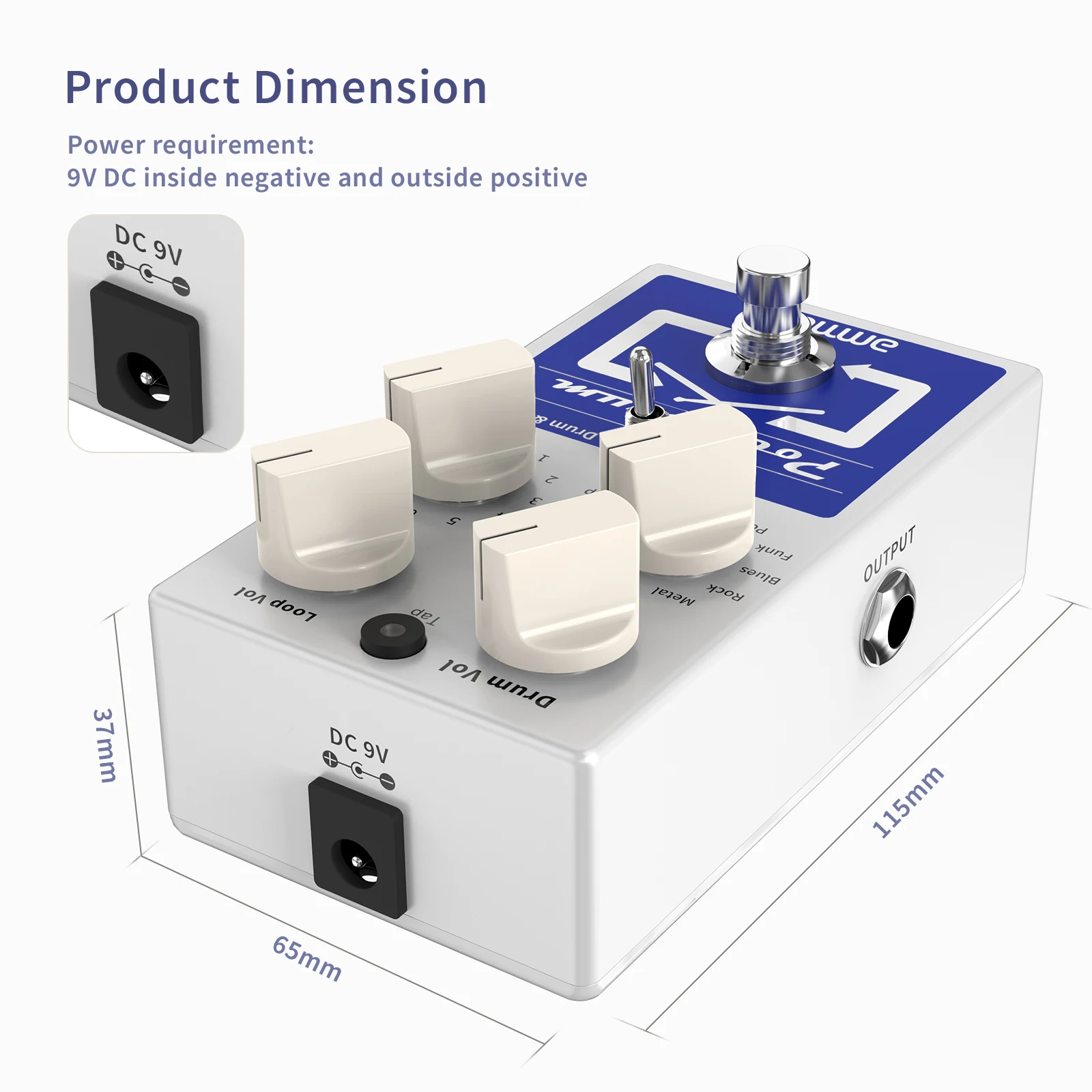 Ammoon PockDrum Drum &amp Loop педаль для гитарных эффектов 3 режима 11 стилей барабанов типов