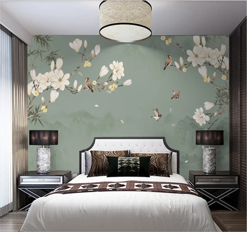Большие Настенные обои на заказ Новые в китайском стиле Бамбуковая Магнолия