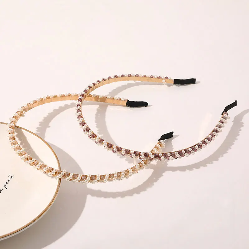 

Shiny Luxury Headband Hair Fashion Women Head Hoop Crystal Pearl Cross Hair Hoop Headbands For Women Hair Accessories Head Hoop