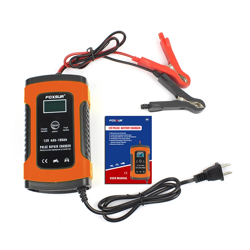 

12V Universal Battery Charger Repair Type 12Ah 36Ah 45Ah 60Ah 100Ah Pulse Repair Battery Charger Lcd Display Accessories