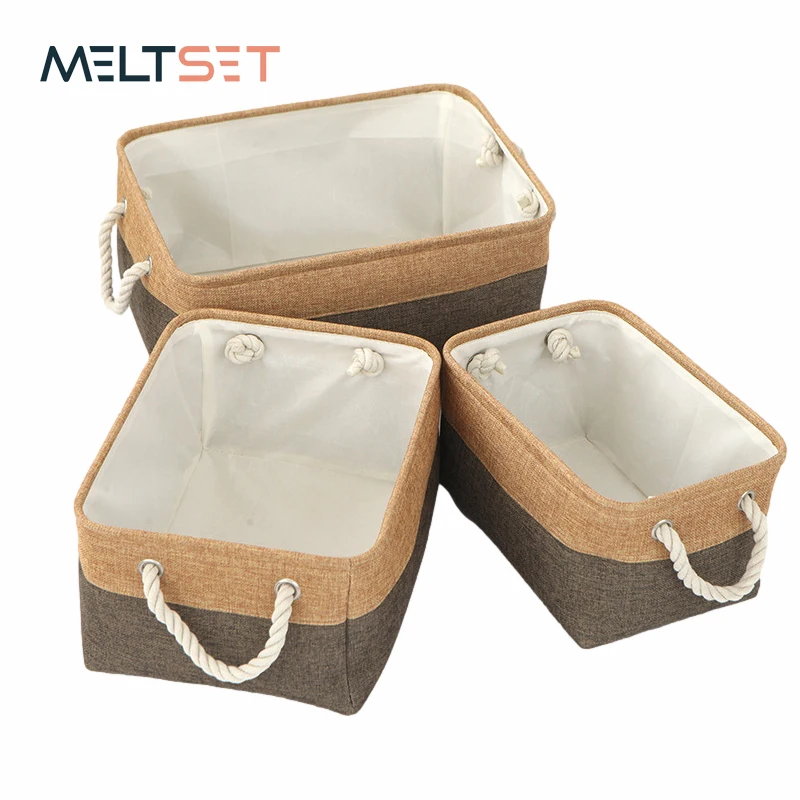 

Folding Storage Basket Desktop Fabric Storage Box Clothes Underwear Toy Organizer Cotton Linen Laundry Basket Sundries Container