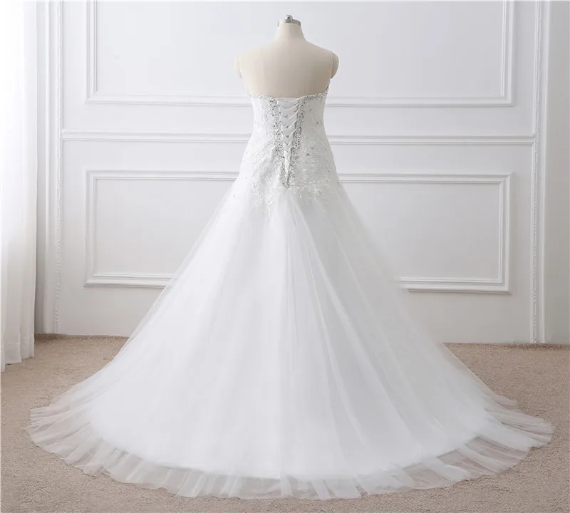 H & S-vestidos de novia de talla grande, con velo de encaje con cristales, apliques, sin tirantes vestidos de novia, tren de barrido, 2019