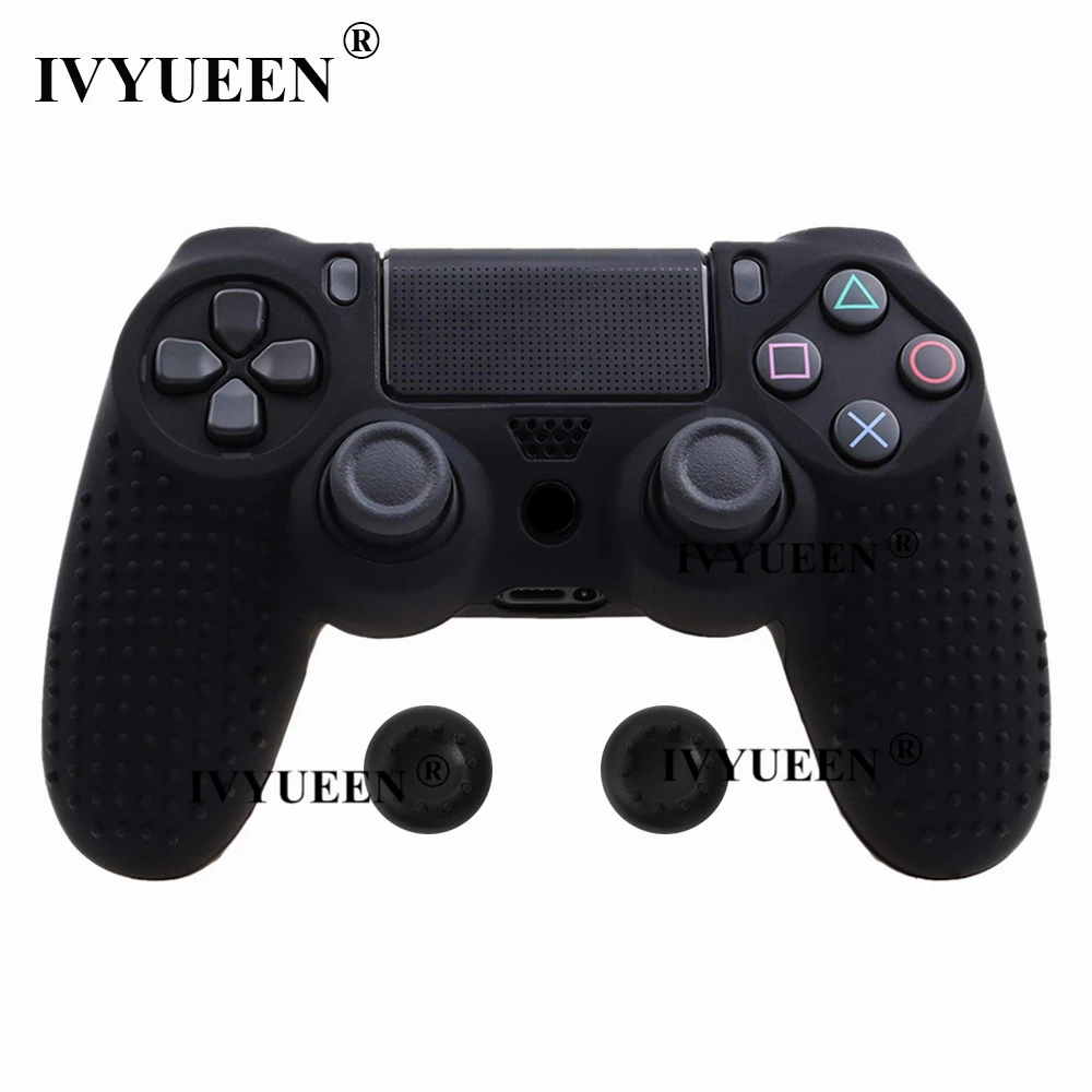 IVYUEEN силиконовый чехол с шипами для sony playstation 4 PS4 Pro тонкий контроллер защитный чехол для джойстика с 2 захватами для большого пальца - Цвет: Черный
