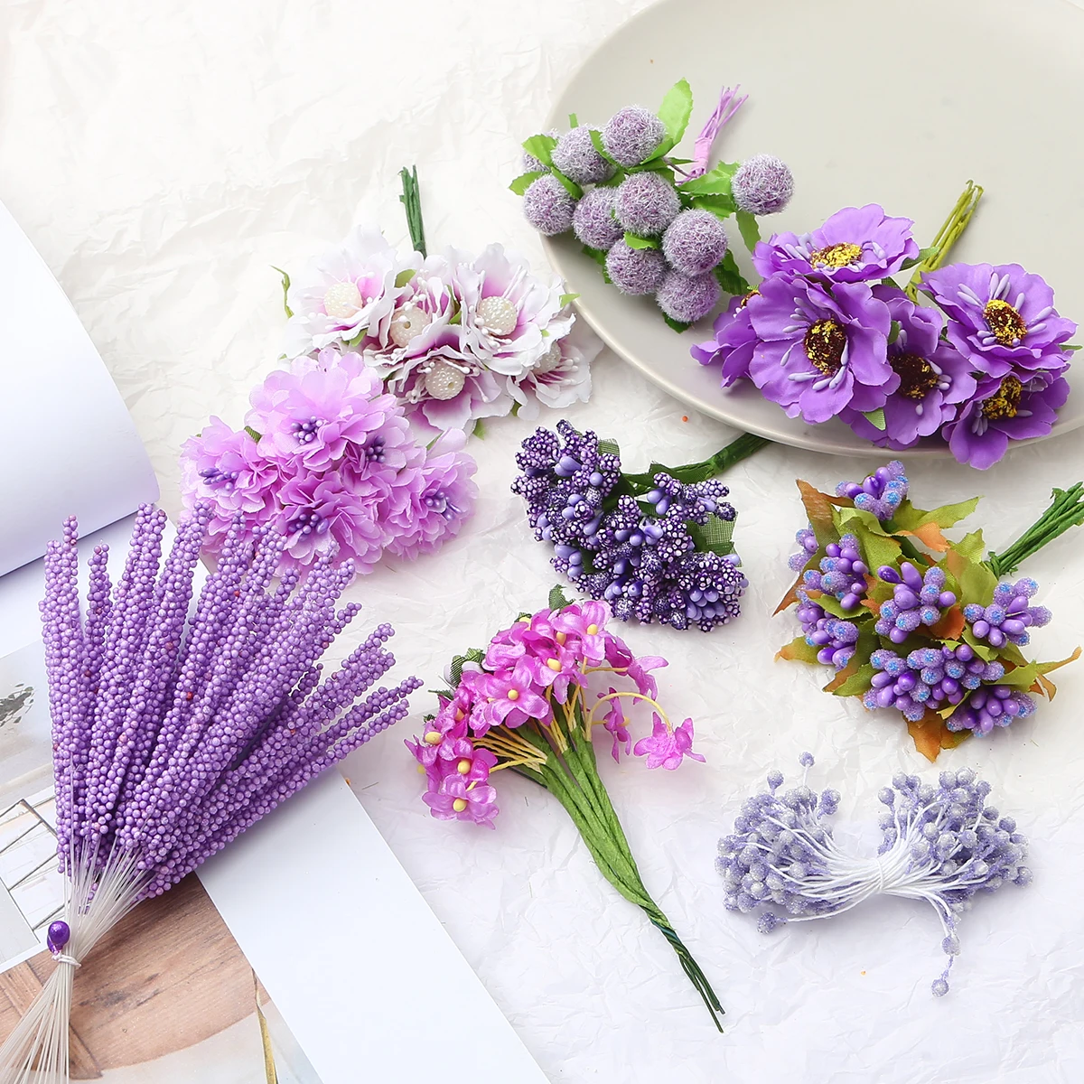 

2020 Artificial Flower Bouquet Lavender Branch Stamen Berries Bundle DIY Christmas Wedding Cake Gift Box Wreath Party Decor