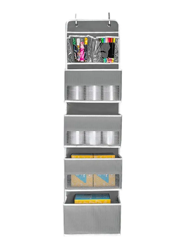 

Door Hangings Organizer Wall Mount Hangings Storage Shelves With 4 Large Pockets And 2 PVC Pockets For Closet Bathroom Toys
