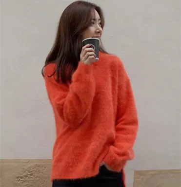 Soft Fluffy Angola New Style Pure Mink Cashmere Pullover Sweater Women Genuine Coat Sweaters Free Fhipping Z113 | Женская одежда