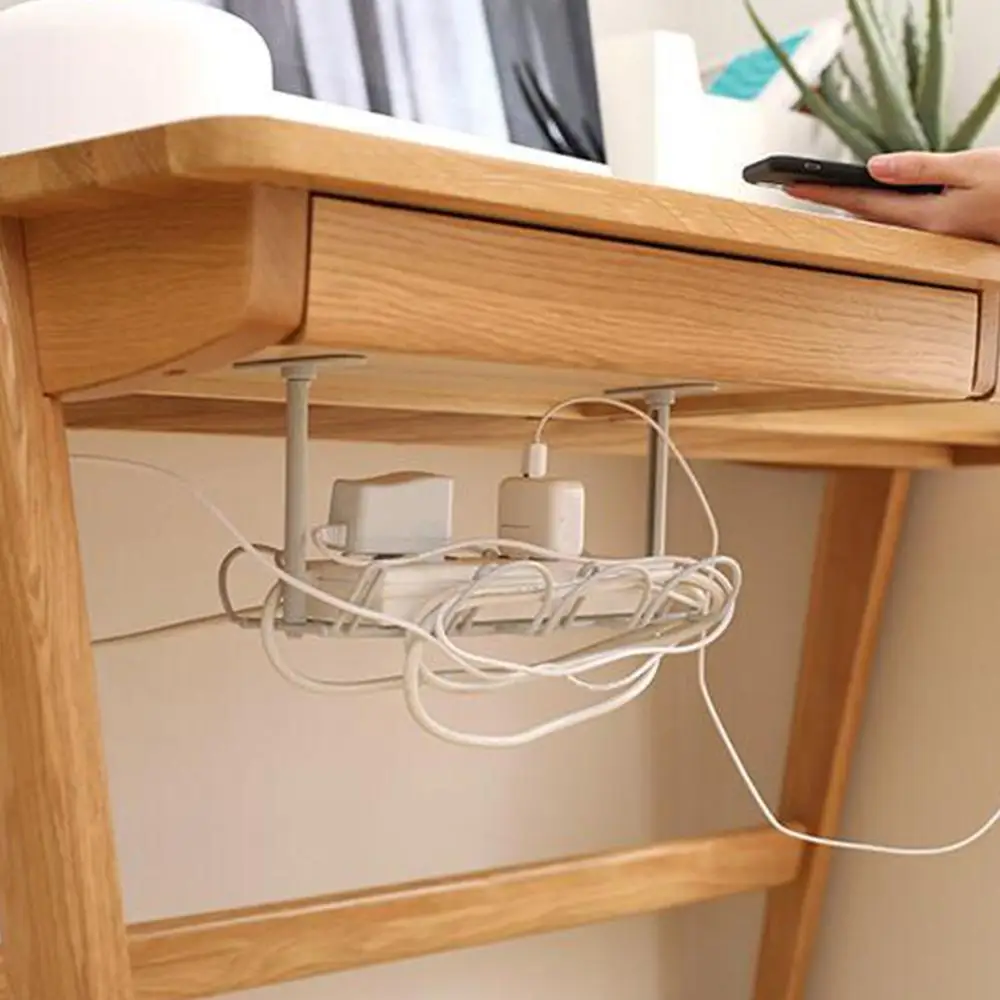 

Under-table Storage Rack Table Bottom Power Socket Holder Hanging Rack Line Finishing Desk For Kitchen Home Office Suction Wall