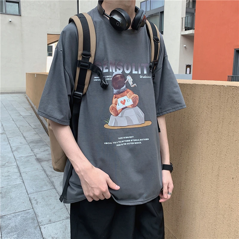 Мужская футболка модный топ с круглым вырезом хлопковая одежда короткими