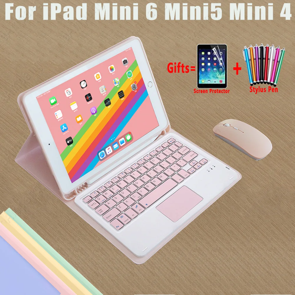 

Чехол с сенсорной клавиатурой для iPad Mini 6 2021 6-го поколения Mini 5 2019 5th Mini 4 русская Арабская испанская иврит Корейская клавиатура