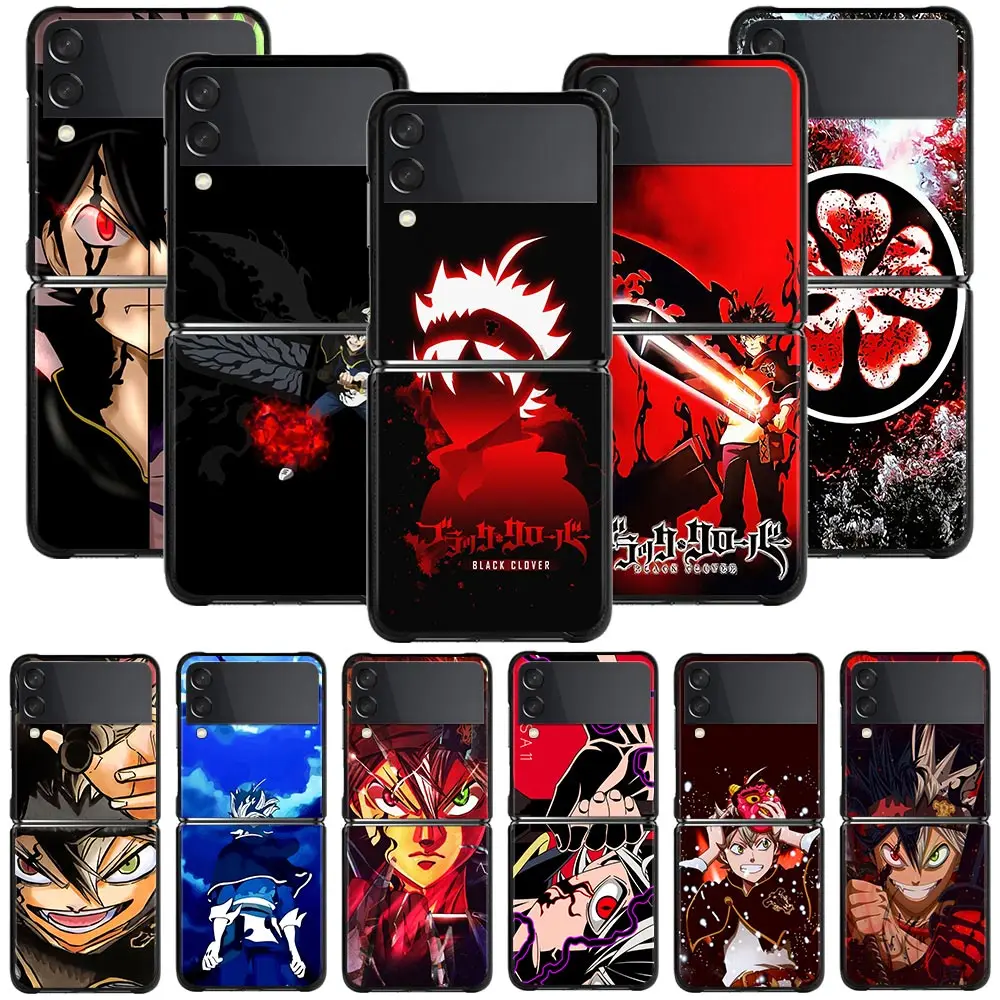 

Phone Case For Samsung Galaxy Z Flip3 5G Hard PC Fundas For Samsung Z Flip 3 5G z flip Coque Balck Cover Black Clover