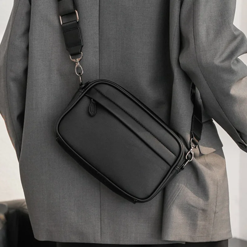 Casual Solid Men's Crossbody Bag Messenger Bag Mens PU Leath