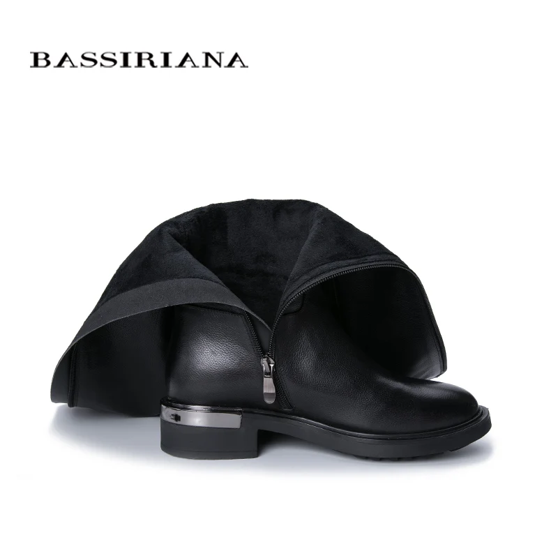 BASSIRIANA2019 новые осенние женские сапоги из натуральной кожи на резиновой нескользящей подошве женские плоские туфли