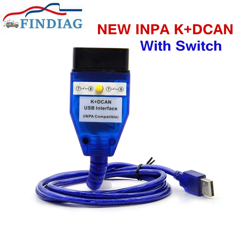 For BMW INPA K+DCAN FTDI Chip USB Diagnostic Interface With Switch New Design 20Pin OBD2 Cable Series Auto Tool | Автомобили и