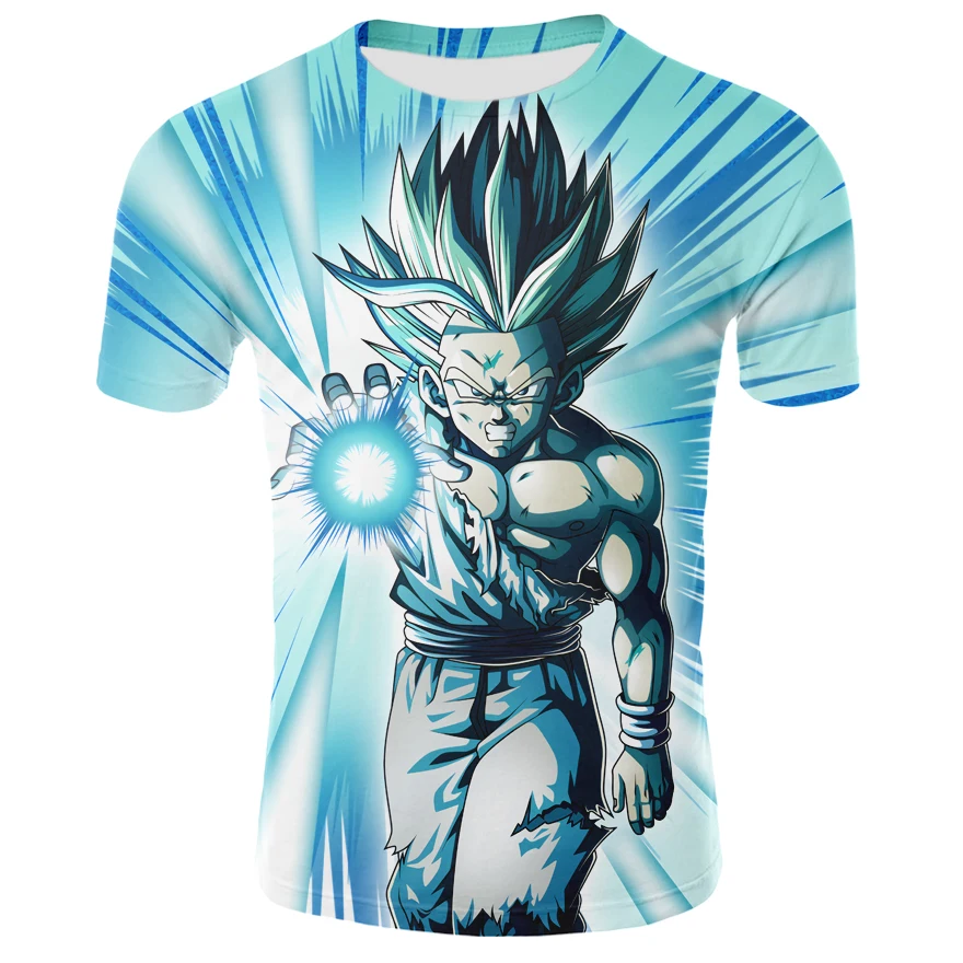 Одежда Супергерои Saiyan футболка Goku Dragon Ball Z короткий рукав с круглым вырезом