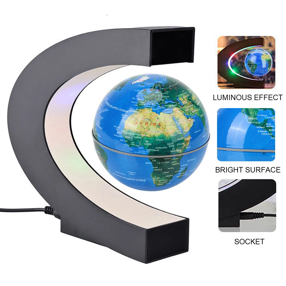 floating magnetic levitation globe led world map electronic antigravity lamp novelty ball light home decoration birthday gifts free global shipping