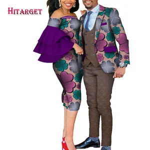 Африканский костюм Дашики для влюбленных вечерний костюм для мужа и жены африканская одежда для пары мужчин и женщин комплект из 2 предметов Wyq677