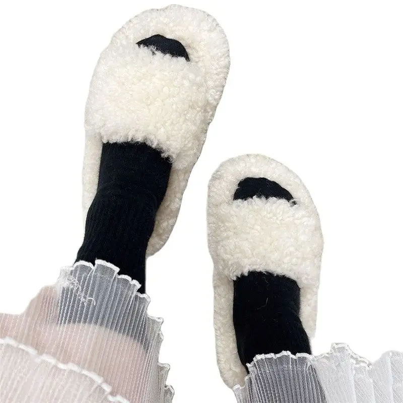 

Thick-Soled Wool Slippers For Women's Out Wear 2021 Autumn New Trendy Shoes Home Furnishing Particle Wool Shoes Wholesale