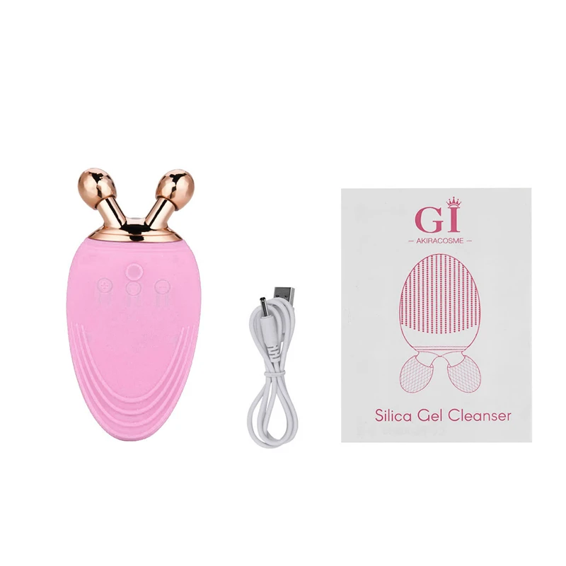 

CkeyiN Rechargeable Face Cleaning Brush with Massage Roller 8 Vibration Levels Portable Electric Handheld Silicone Face Cleanser