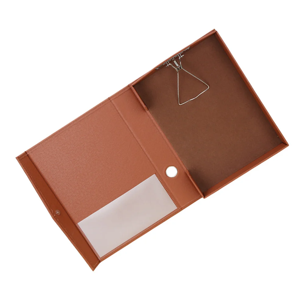 

A4 PU Leather Paper Document Holder Writing Memo Folders Practical Simple Clipboard Profile Clip Box for Home Office School (Bla