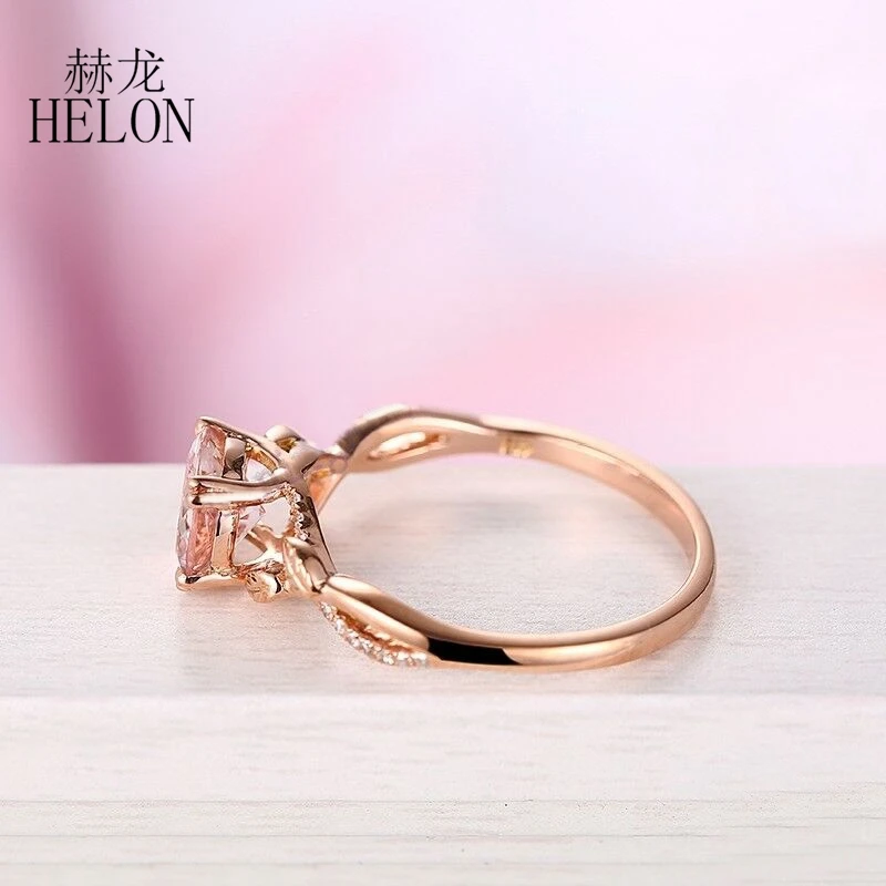 HELON Real 14K розовое золото Сертифицированный Круглый 7 мм 1.2ct натуральный морганит и