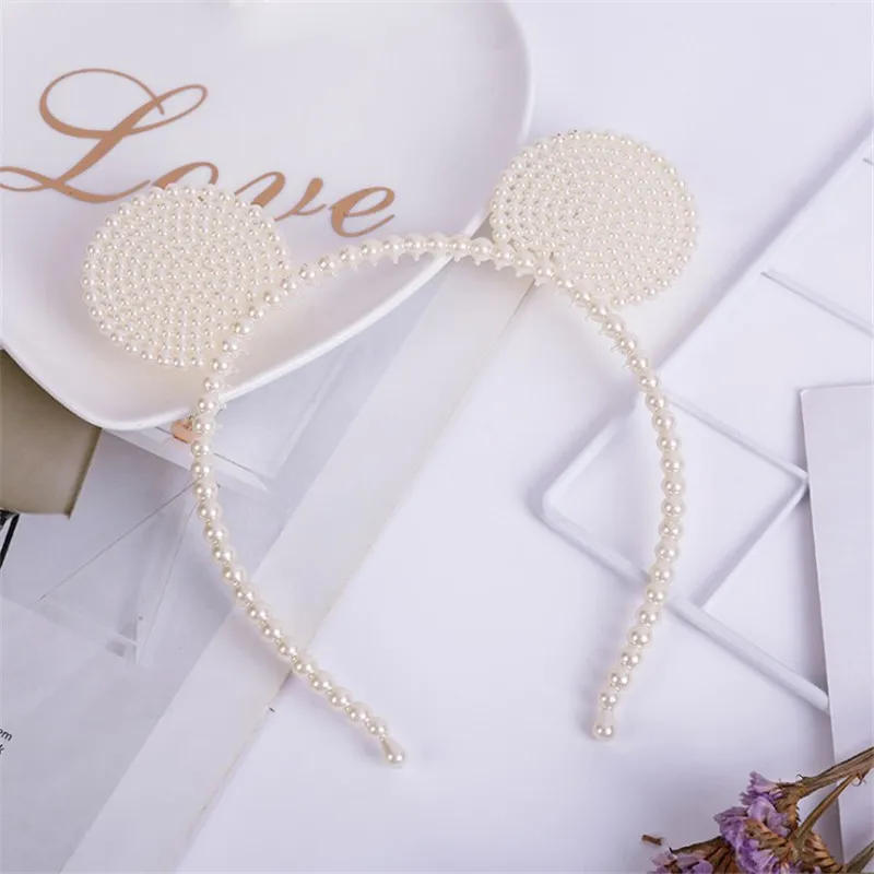 1 PC Cat Ear Headband Kawaii Korean Imitation Pearl Rabbit Hair Band For Women Hoop Sweet Accessories |