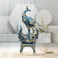 1pc home furnishings retro peacock desktop ornaments living room resin animal phoenix for wine cabinet porch decoration gifts