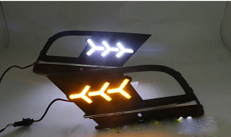 

Osmrk led drl daytime running light for Volkswagen sagitar 2015-2018 with Dynamic moving yellow turn signal and blue night light