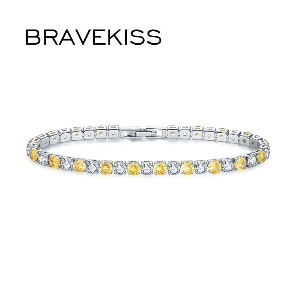 BRAVEKISS мутиколоры модные хрустальные теннисные фиолетовый браслет Свадебные