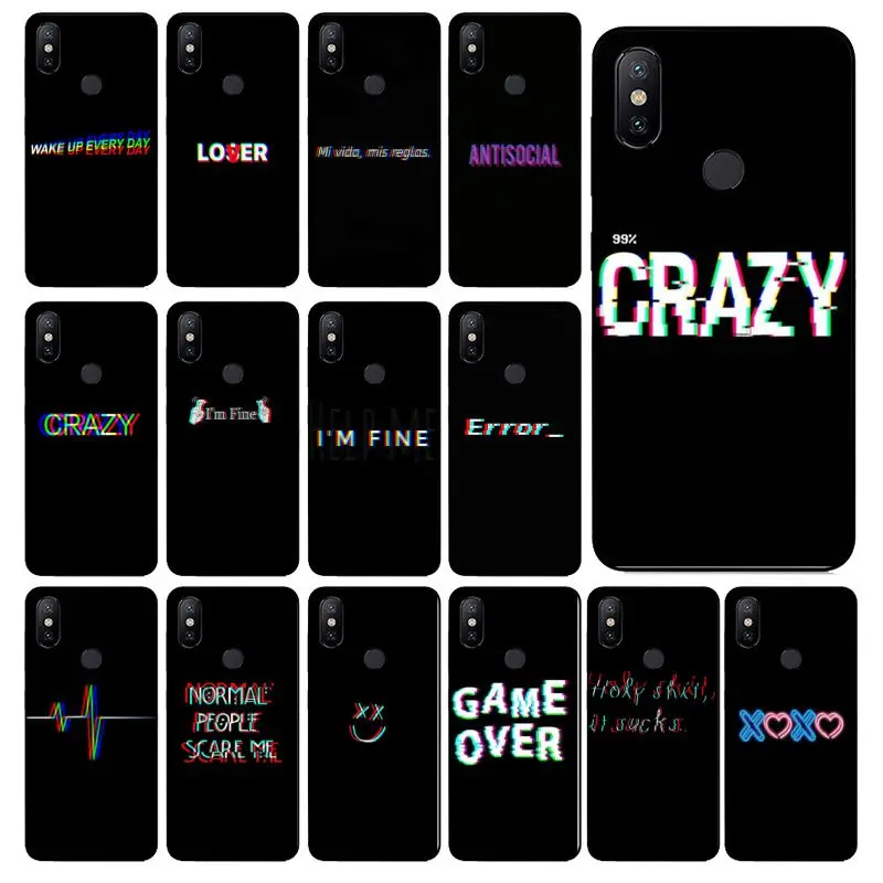 

Color text on a black background Black Protective Cover Skin For Redmi 5 6 5plus 6Pro 6A S2 4X Redmi 7 7A case Mobile Cover