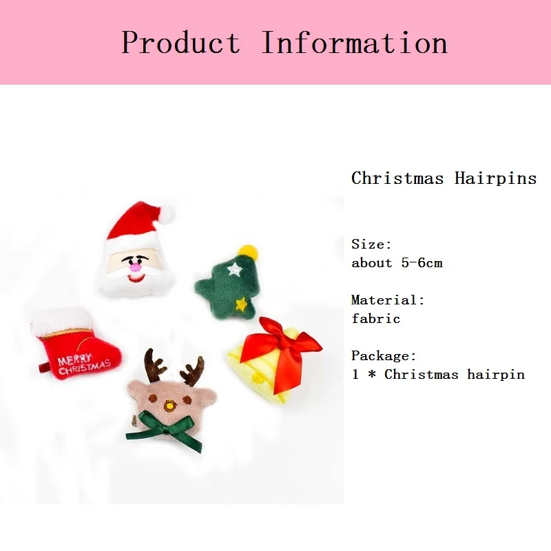 Christmas Pin Hairpin Clip Hair Hairband Barrette Headdress Accessories Beauty Styling Tools Holiday Gift |