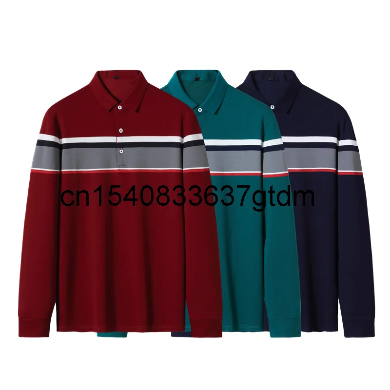 

Осень 2021 Новая мужская размера плюс Модный повседневный полосатый цвет, рубашка с лацканами Длинные рукава футболка для полных мужчин